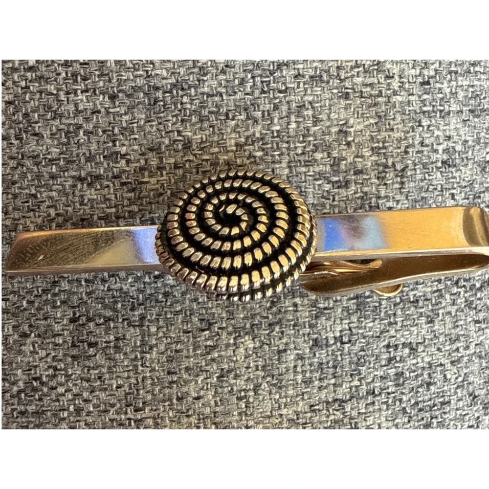 Vintage Gold Tone Spiral Rope Design Tie Clip Mens‎ Accessory